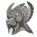 African Warrior With Native American headress pattern incorporating tattoo design idea