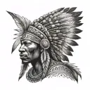 African Warrior With Native American headress pattern incorporating tattoo design idea