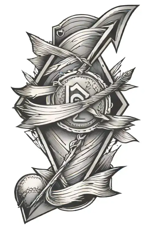 arrow, baseball diamond tattoo design idea