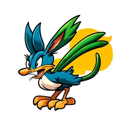 looney tunes road runner with green chile chain tattoo design idea