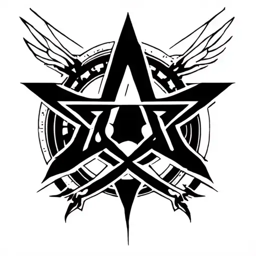 assassins creed logo with supernatural anti possession pentagram  tattoo design idea