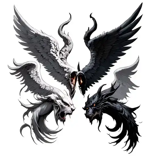 Angel Vs Demon tattoo design idea