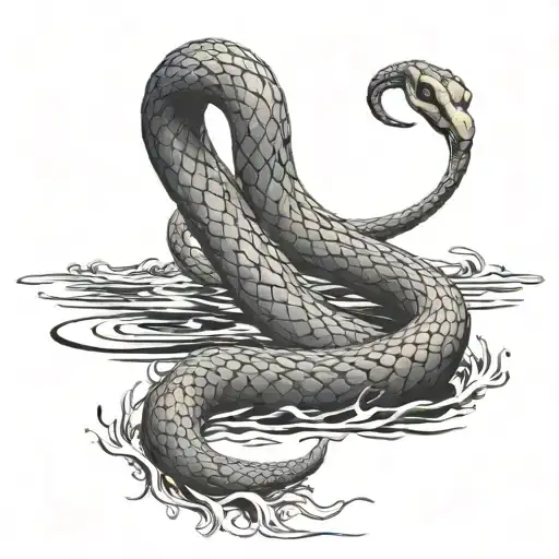 a snake rises on the water, releasing its sting, forearm tattoo design idea