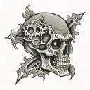 zombie skull with bullet holes  tattoo design idea