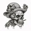 zombie skull with bullet holes  tattoo design idea