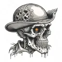 zombie skull with bullet holes  tattoo design idea