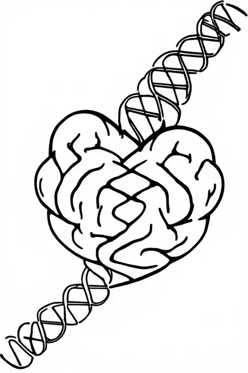 Brain and Heart dna strand tattoo design idea