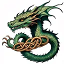 dragon wrapped around celtic knot design incorporating tattoo design idea