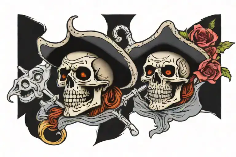 skeleton, October birthday, pirate tattoo design idea