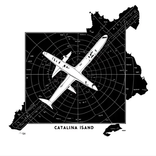 aeronautical chart of Catalina island with enlarged airport tattoo design idea