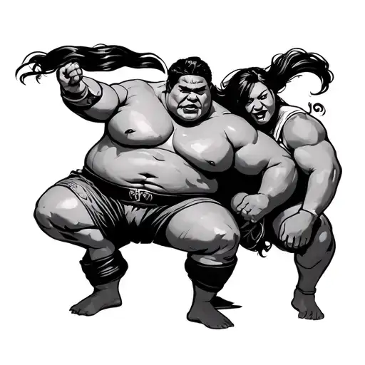 tranny wresting with a sumo tattoo design idea