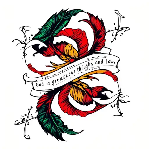 god is greater than highs and lows roman 8:38 tattoo design idea