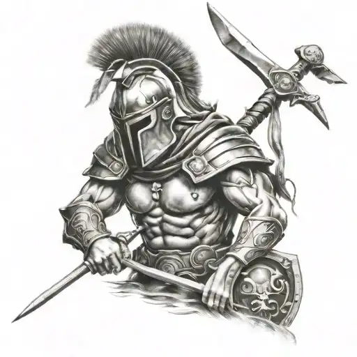 Spartan warrior wielding tattoo design idea