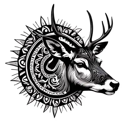 Huichol deer tribal patterns tattoo design idea