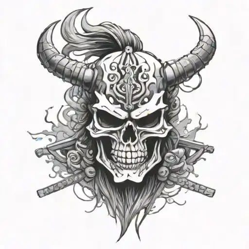 ronin skull tattoo design idea