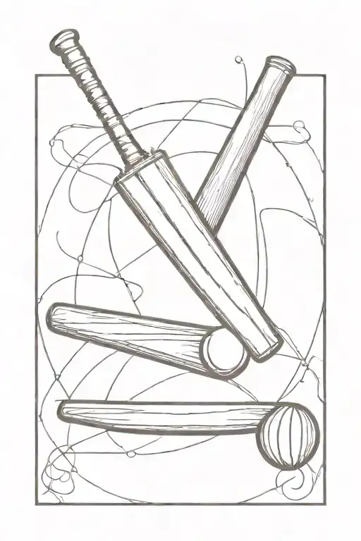 cricket bat and ball intertwined tattoo design idea