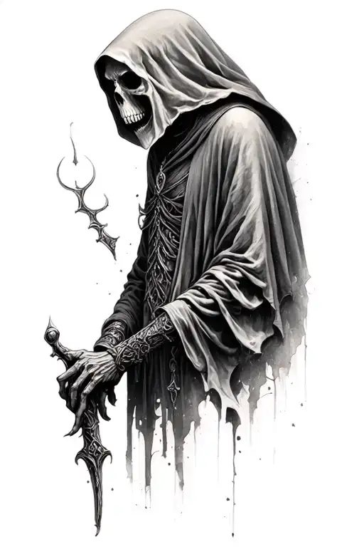 Dark grim reaper gothic tattoo design idea