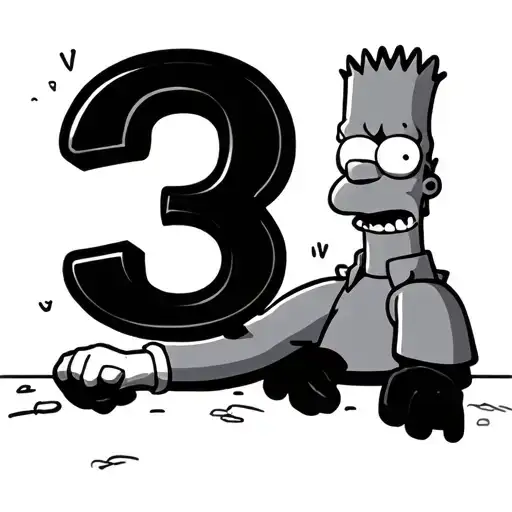 gangster Bart Simpson holding up the number 3 tattoo design idea