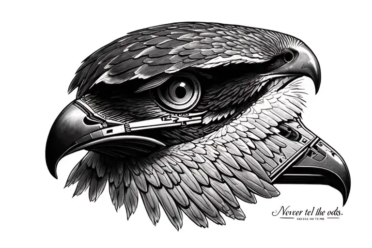 Star war's "Millennial falcon" black and white tattoo with the words "Never tell me the odds". tattoo design idea
