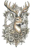 deer and compound bow   tattoo design idea