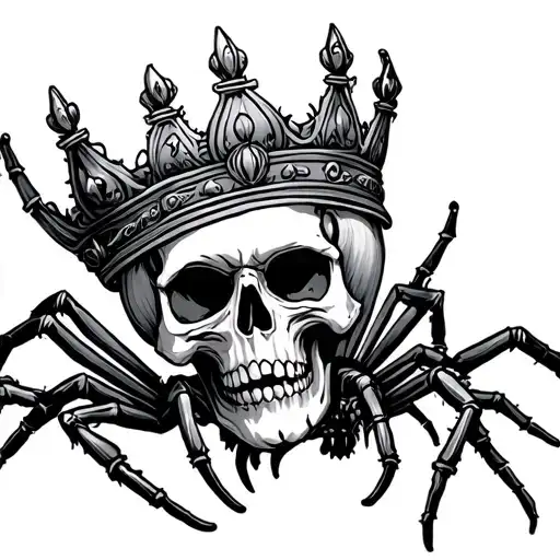 spider skull wearing a crown tattoo design idea