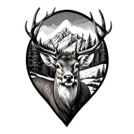deer and mountains  tattoo design idea