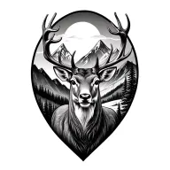 deer and mountains  tattoo design idea