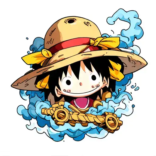 One piece straw hat with gear 5  joyboy smoke surrounding it, relatively small too tattoo design idea