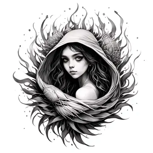 girl shedding a cocoon transitions tattoo design idea