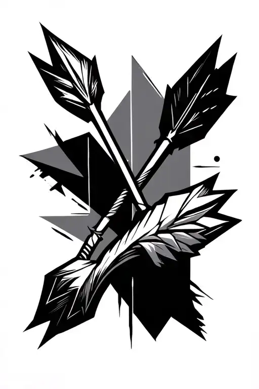 Geomtric and abstract quiver with 3 arrows, line drawing  tattoo design idea