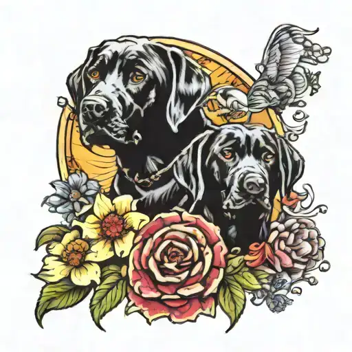 2 Black Labs tattoo design idea