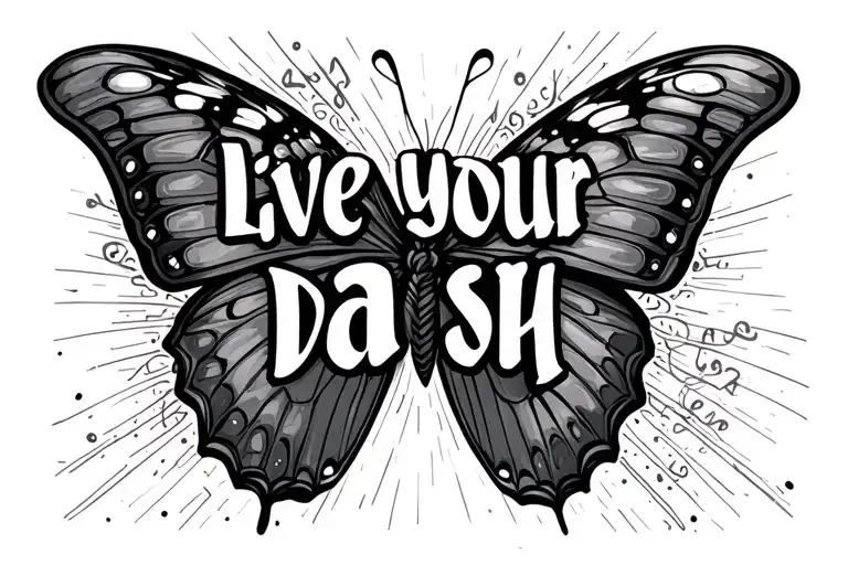 "Live your dash" "Live your dash" butterfly tattoo design idea