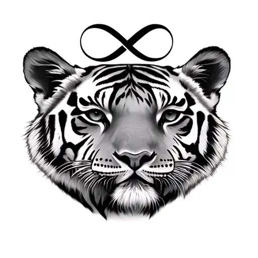 infinity sign and 2 tiger cubs face only tattoo design idea
