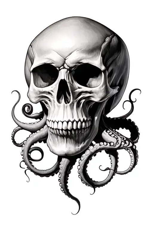 skull with tentacles tattoo design idea