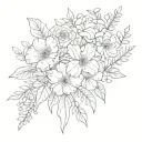 January,May,June,July,November,July,January birth flower bouquet tattoo design idea