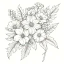 January,May,June,July,November,July,January birth flower bouquet tattoo design idea