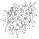 January,May,June,July,November,July,January birth flower bouquet tattoo design idea