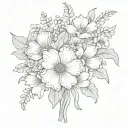 January,May,June,July,November,July,January birth flower bouquet tattoo design idea
