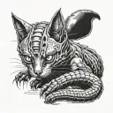 xenomorph cat sitting tattoo design idea