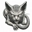 xenomorph cat sitting tattoo design idea