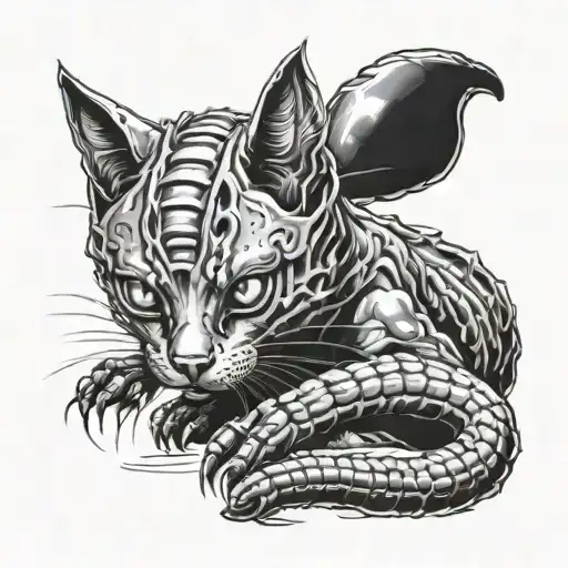 xenomorph cat sitting tattoo design idea