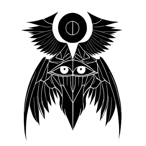 seraphim with eyes and wings tattoo design idea
