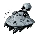 spaceship conducting an alien  tattoo design idea