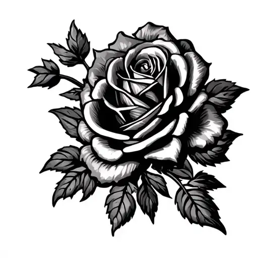 Western roses card cross tattoo design idea