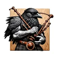 designs on wood carving crow muscular  bagpiper playing the bagpipes baldblack beard tattoo design idea