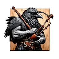 designs on wood carving crow muscular  bagpiper playing the bagpipes baldblack beard tattoo design idea