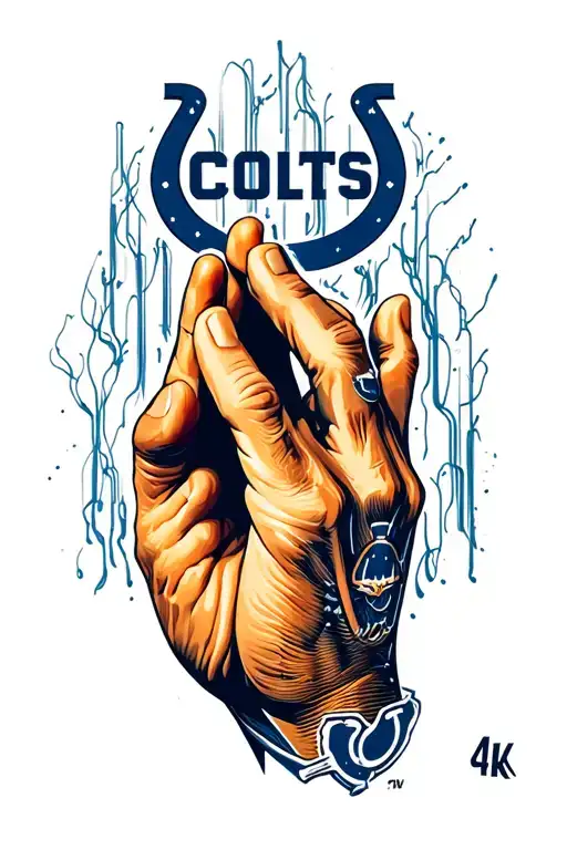 indianapolis colts logo with pray hands tattoo design idea