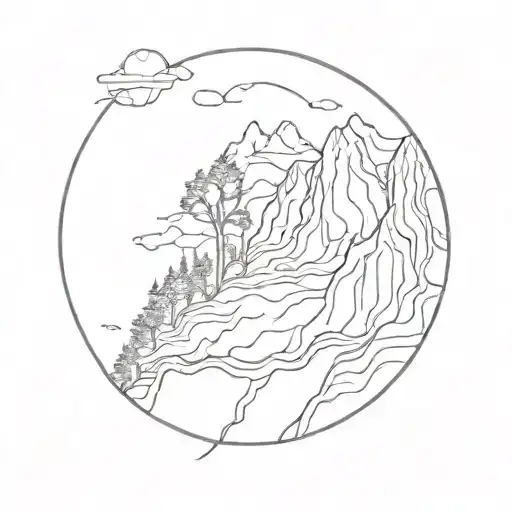 fossil and topography tattoo design idea