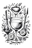dainty bartender tools whimsical illustration tattoo design idea