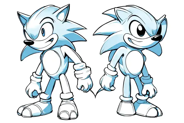 sonic the hedgehog with lilo and stitch back to back  tattoo design idea